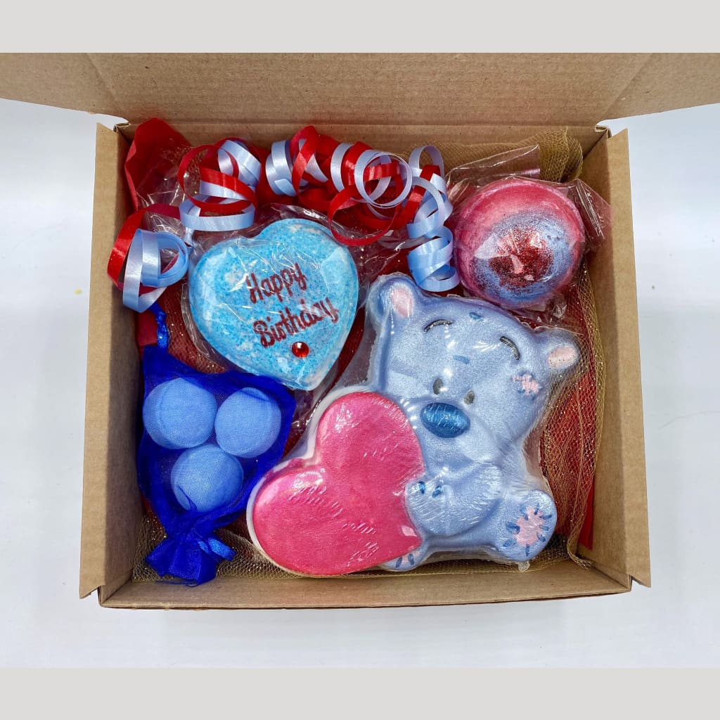 Teddy heart birthday bath bomb gift set - Birthday