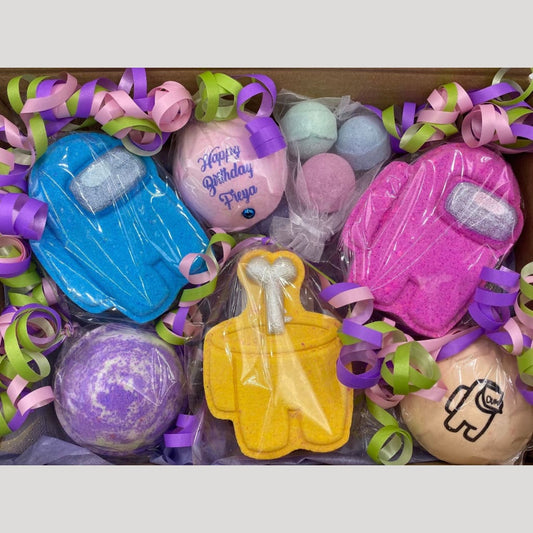 Large Among us inspired hidden gift birthday bath bomb gift 